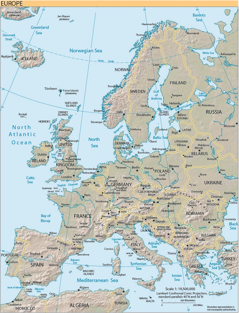 Bản đồ các nước Châu Âu