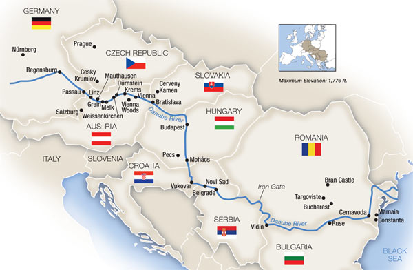 Bản đồ dòng chảy của Sông Danube