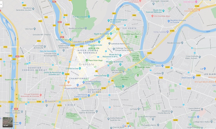 Vị trí Phố Cổ Grenoble trên Google Maps