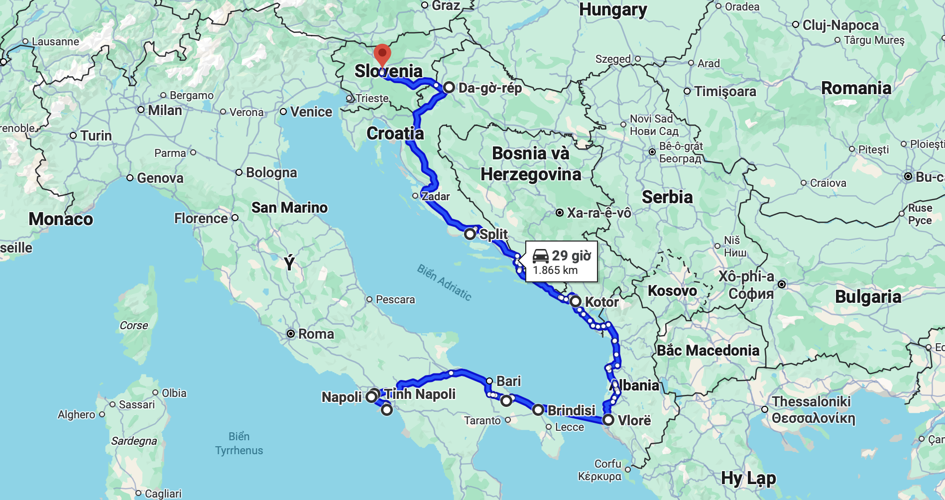 Tour trọn gói 2025 MIỀN NAM Ý – ALBANIA – MONTENEGRO CROATIA – SLOVENIA 11 ngày